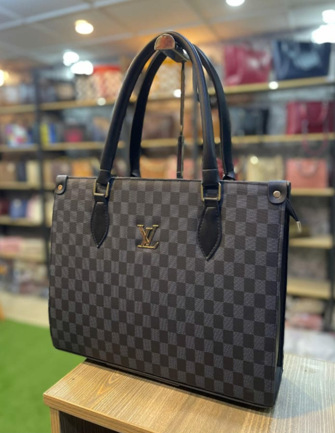 LV LUXE CHECK TOTE BAG